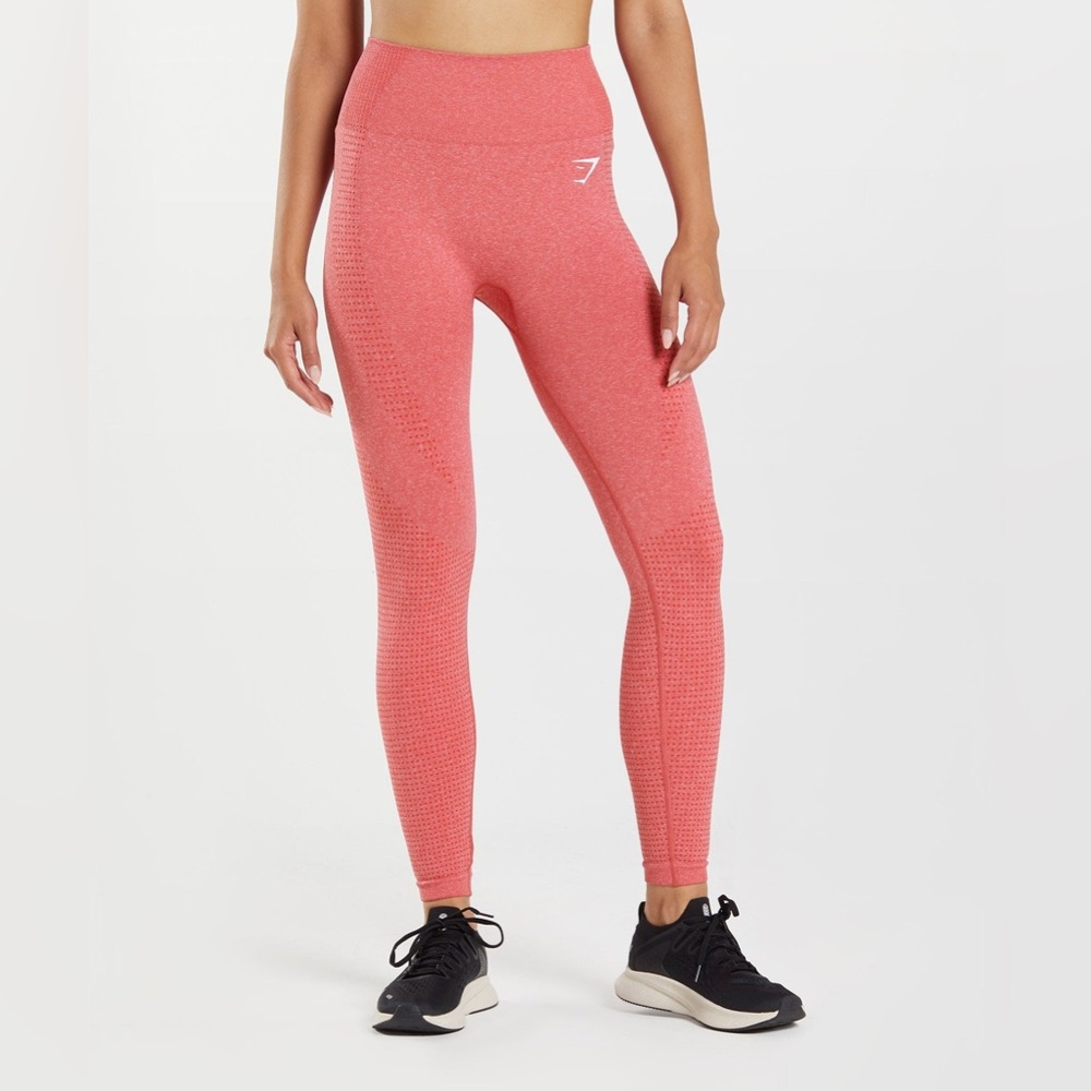 Orange GYMSHARK VITAL SEAMLESS 2.0 LEGGINGS in Chili Red Marl